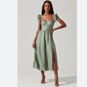 ASTR Wedelia Fit & Flare Sage Farmhouse Cottagecore Midi Dress Size L